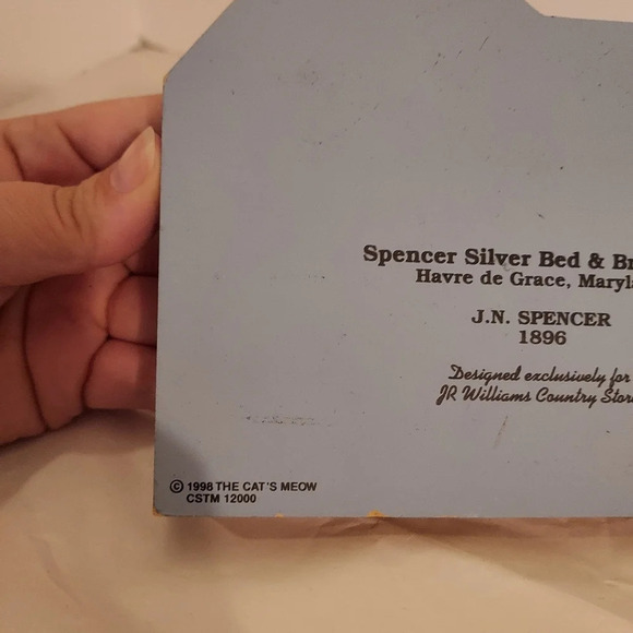 Vintage 1998 The Cat's Meow Spencer Silver Bed & Breakfast Shelf Sitter - Picture 4 of 7